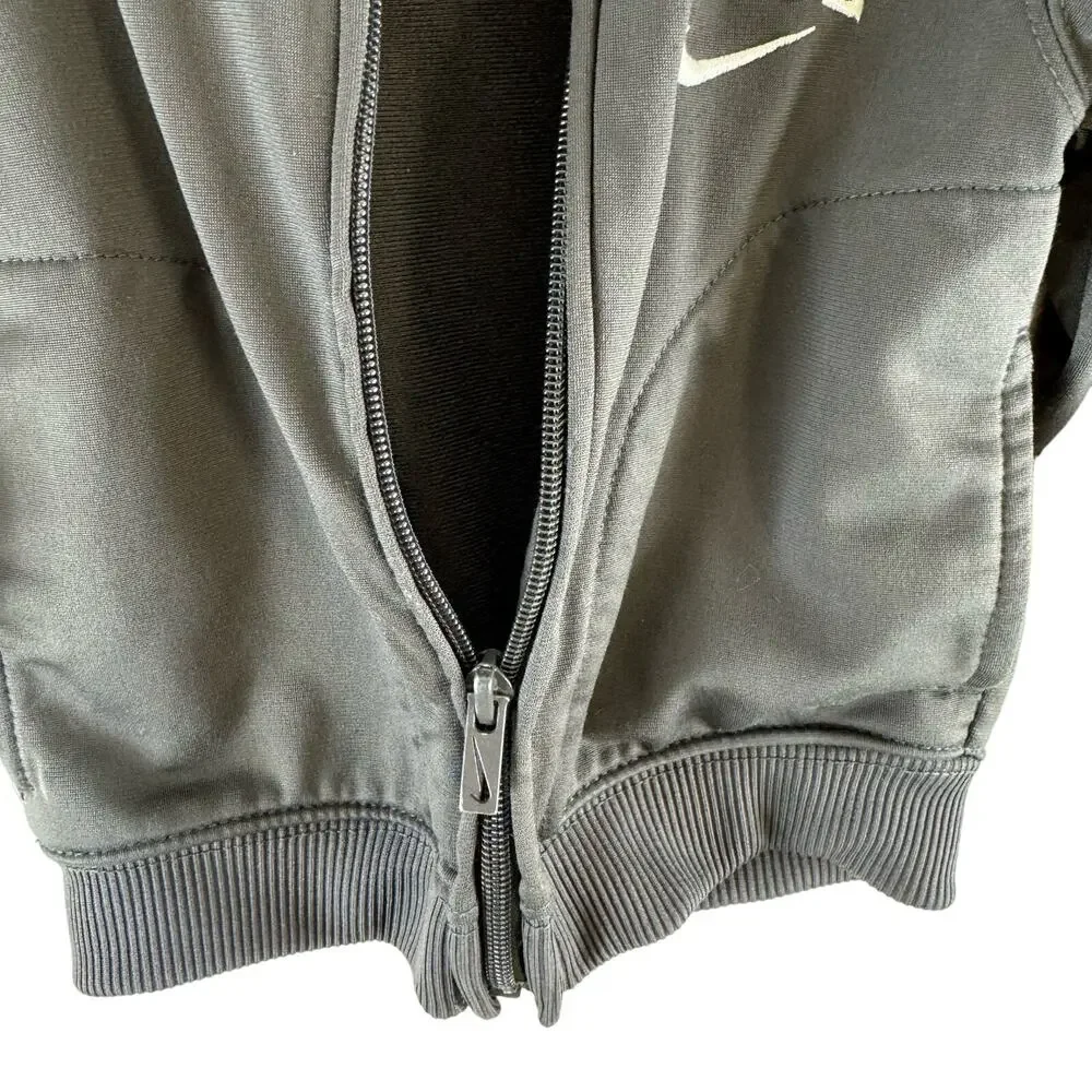 Nike‎ Gray White Full Zip Lightweight Sweatshirt Pockets Logo Size 12 Months